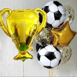Ballon étoile de Football en aluminium de 18 pouces Ballon à hélium avec confettis or et noir