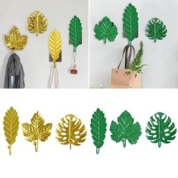 Crochet mural en fer forgé en forme de feuille or/vert supports de rangement pour suspendre les