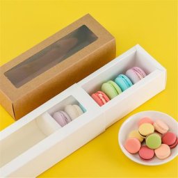 Boîte à Gâteaux Rectangulaire Transparente en PVC Emballage de Macaron Dessert Cuit Biscuit ix