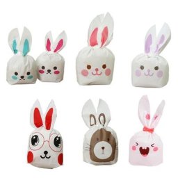Sacs d'oreille de lapin mignons sacs en plastique pour strass et bonbons sacs cadeaux pour strass