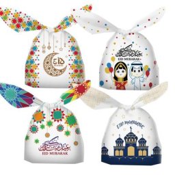 Sacs d'oreilles lapin Eid Mubarak 25 pièces sacoches cadeaux pour bonbons paquet de cuisson de