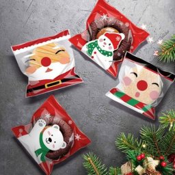 Sacs en plastique à motif mignon sacs d'emballage de cadeaux de noël sacs à bonbons de mariage