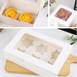 Boîtes à Cupcakes en Marbre Biscuits Fenêtre Porte-Muffin ou Dragées Conteneurs à Dessert 2/4/6