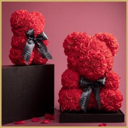 Ours en peluche fait main pour femme rose artificielle coeur poubelle cadeau de mariage fête de