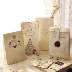 Sacs en papier kraft avec nœud papillon sachets cadeaux joyeux Noël emballage de mariage faveur