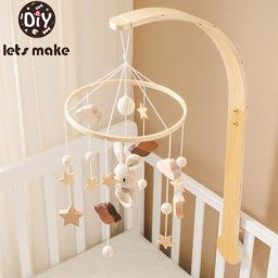 Cloche de lit en bois pour bébé lapin de dessin animé hochets mobiles cintre à jouets support de