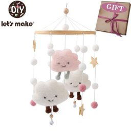 Let's Make-Hochet mobile CPull pour bébé cloche de lit boîte à musique pendentif nuages