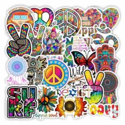 Autocollants HipMED Love and Peace pour voiture ordinateur portable bagages planches à roulettes