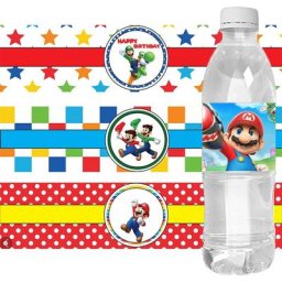Autocollant de bouteille d'eau sur le thème Super Mario étiquette de cadeau décorer les