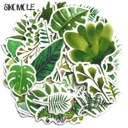10/30/60PCS Mini Plante Papeterie Adhésive Autocollant Feuille Verte Valise BRICOLAGE Jouets