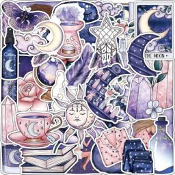 10/30/50pcs Mignon Gothique Magie Sorcière Lune Autocollants Esthétique Art Stickers BRICOLAGE