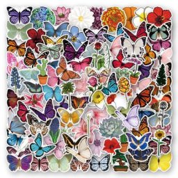 Autocollants fleur papillon dessin animé décalcomanies jouets classiques bricolage ordinateur