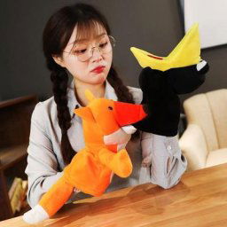 Marionnettes à main en forme de renard pour jeu imaginatif jouets en peluche poupées pour faire