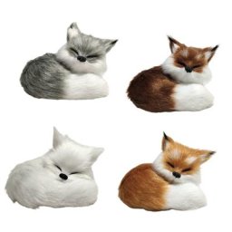 Figurine en peluche de renard avec mascotte en fourrure artificielle pour table de chambre à