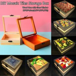 Boîte de rangement en bois avec fenêtre en verre carreaux de mosaïque matériel d'artisanat de