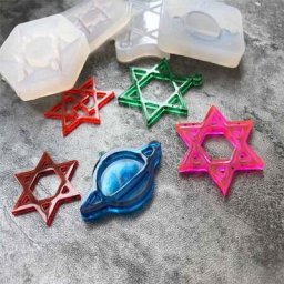 Moules en résine époxy de Silicone brillant porte-clés étoile à Six pointes bricolage pendentif