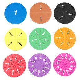 Ensemble de fractions de vaches arc-en-ciel carreaux jouets de comptage et de maths 51 pièces