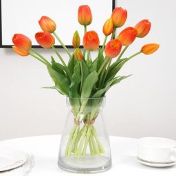 Fleurs de tulipes artificielles en Silicone 5 pièces Bouquet de haute qualité toucher réel