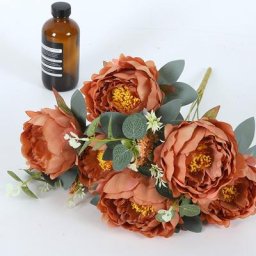 Bouquet de Pivoines Artificielles Fausses Fleurs Plantes Vertes Décoration de Mariage ixde