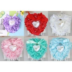 E9LA – coussin romantique en forme de cœur et de Rose avec strass boîte cadeau pour mariage