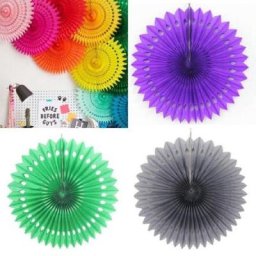 Éventails en papier de soie 20cm/25cm/30cm 1 pièce fleurs creuses suspendues en nid d'abeille