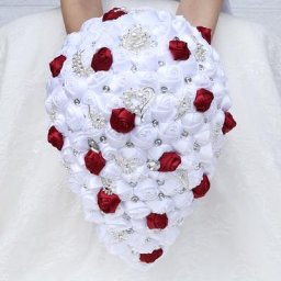 Bouquet de mariage cascade avec biscuits mariée et demoiselle d'honneur injRose bricolage à la