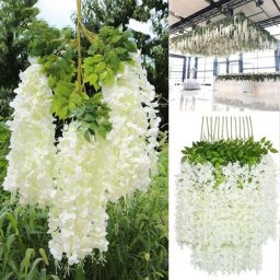 Guirxiété de Glycine Artificielle pour Décoration Murale Fausses Fleurs Vigne pour Mariage