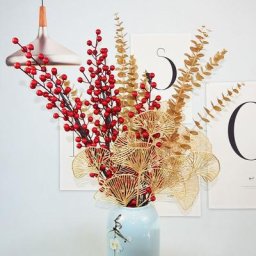 Fausse fleur dorée de noël 1 pièce Eucalyptus doré feuille de Ginkgo Simulation de fleur en