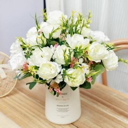 InjPeony-Fleurs artificielles blanches fausses fleurs artisanales pour mariage maison décoration
