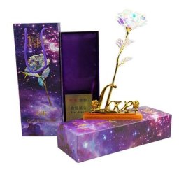 Roses artificielles dorées 24 carats avec boîte fausses fleurs pour un cadeau de Saint-Valentin