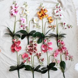 Orchidée artificielle en soie blanche royale avec feuilles accessoires de décoration extérieure