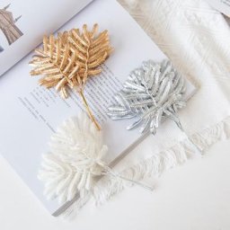 Vase de feuilles de palmier dorées artificielles 6 pièces pour décoration de maison boîte à