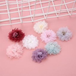 Fleurs artificielles en mousseline de soie 10 pièces accessoires pour cheveux chapeau robe