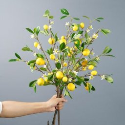 Citron Jaune Artificiel avec Fleurs Blanches Fausses Feuilles Décor de Maison