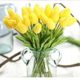 Bouquet de tulipes artificielles 30 pièces fausses fleurs blanc rouge jaune PU toucher réel
