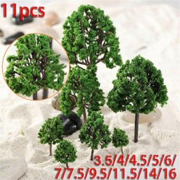 Arbres artificiels miniatures en plastique modèle d'arbre vert taille mixte disposition de train