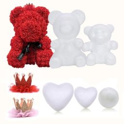 Boule en mousse de polystyrène 1 pièce ours Rose cœur blanc pour bricolage décoration de fête