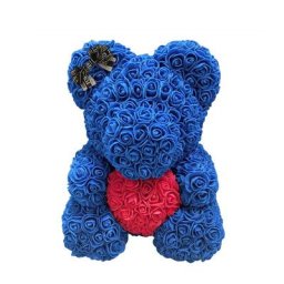 Ourson en roses artificielles pour la saint-valentin 25cm fausses fleurs pour un cadeau de noël