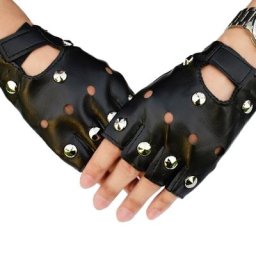Gants noirs en cuir Pu pour femmes 1 paire Halloween demi-doigt conduite mode Punk gants de