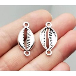 Breloques de connecteur de coquille plaqué argent antique accessoires de bijoux fournitures de