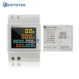 Ketotek Compteur d'Énergie sur Rail Din Lecteur de Tension Voltmètre Ampèremètre Facteur de
