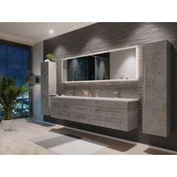 Ensemble meuble de SDB Colossos 200 4 pièce en aspect béton avec miroir LED