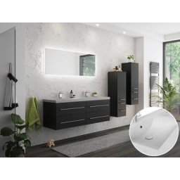 Ensemble de meuble de SDB Dareios XL en noir satiné 4 pièce: 2 colonnes