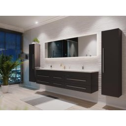 Ensemble meuble de SDB Colossos 200 4 pièce en anthracite satiné avec miroir LED