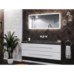 Ensemble de SDB Damo 130 2 pcs incl. granit India Black sans trou robinet blanc