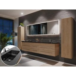 Ensemble meuble de SDB Compose 200 4 pièce en décor Chêne avec miroir LED