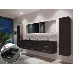 Ensemble meuble de SDB Compose 200 4 pièce en anthracite satiné avec miroir LED