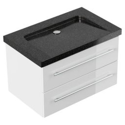 Meuble SDB Damo avec vasque en granit Galaxy Black 75cm sans pré-perçage