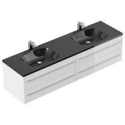 Meuble salle de bain Compose 180 vasque noir, blanc brillant