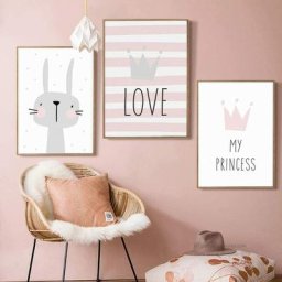 Tableaux pour Chambre Bebe Fille Rose Affiches Citation Enfant Lapin Couronne Princesse Amour